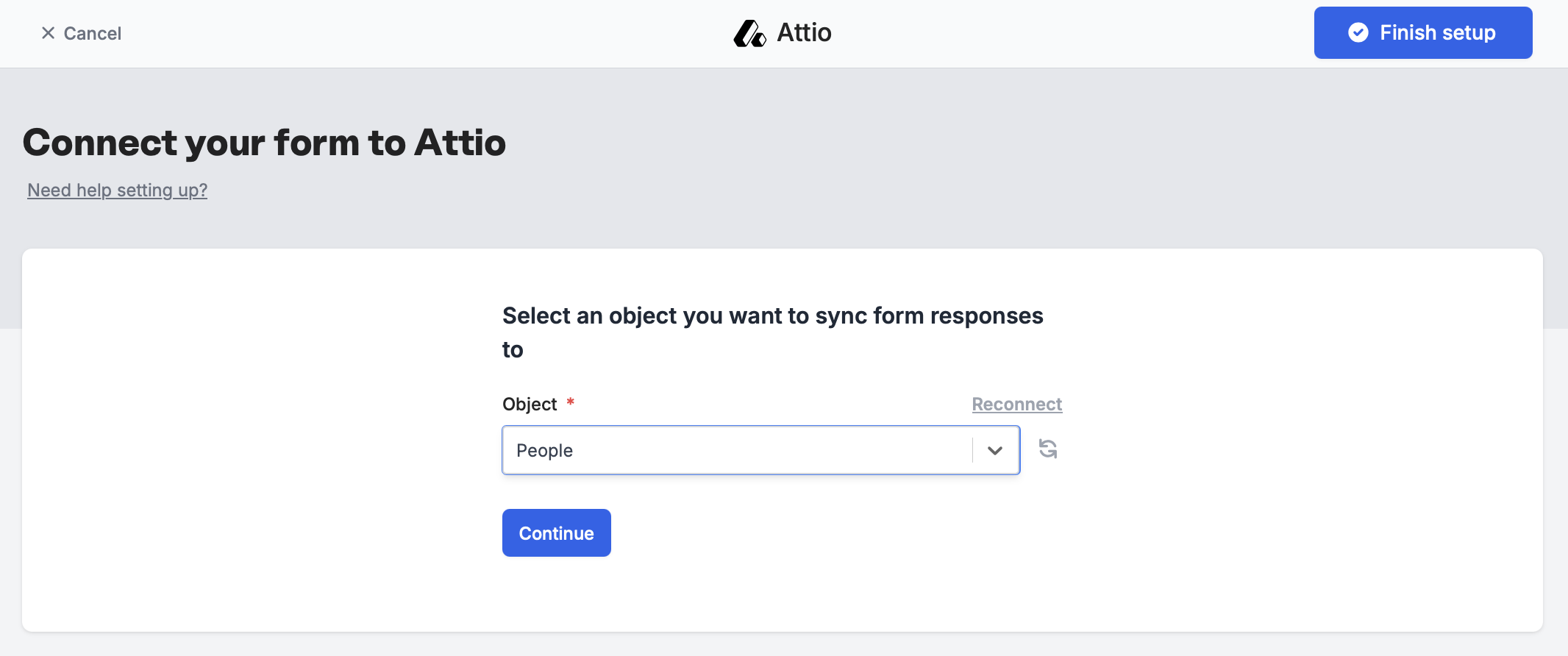 Screenshot of the Attio form creation page
