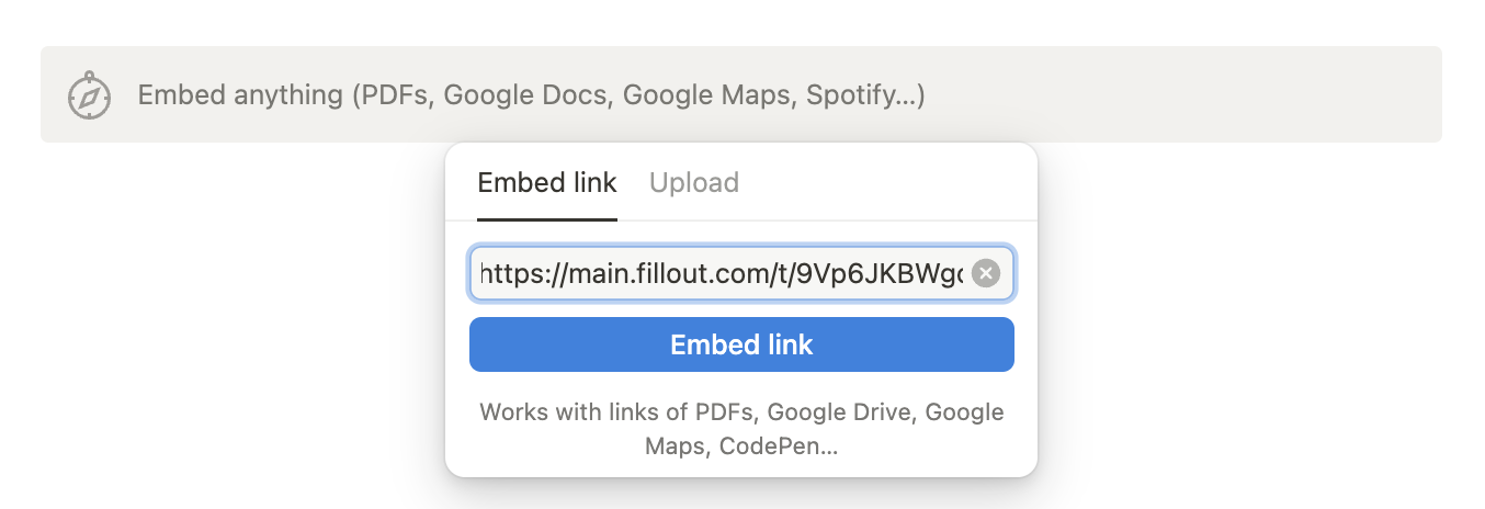 Screenshot of the Integrate tab of a form