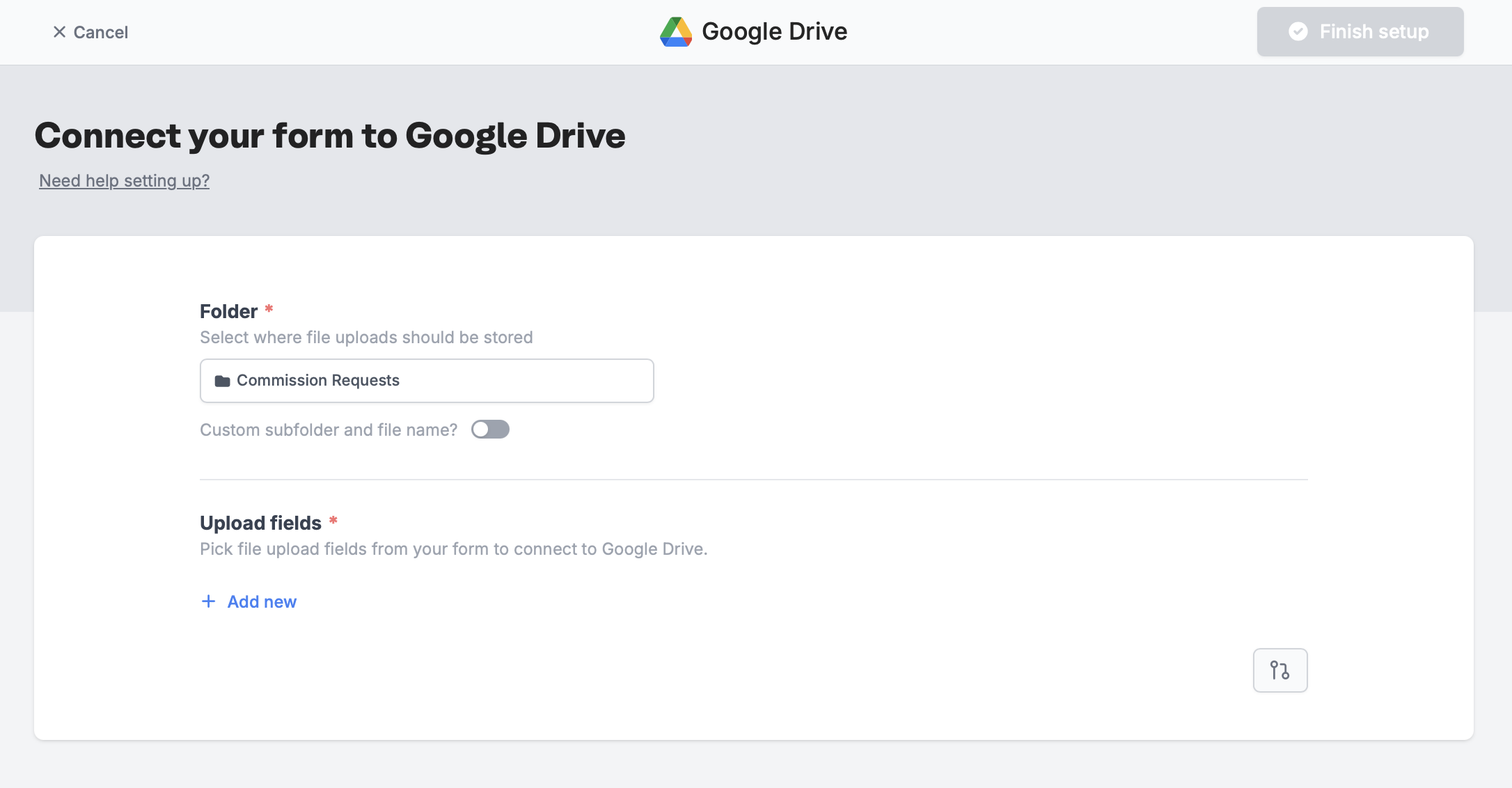 Screenshot of the Fillout form creation page