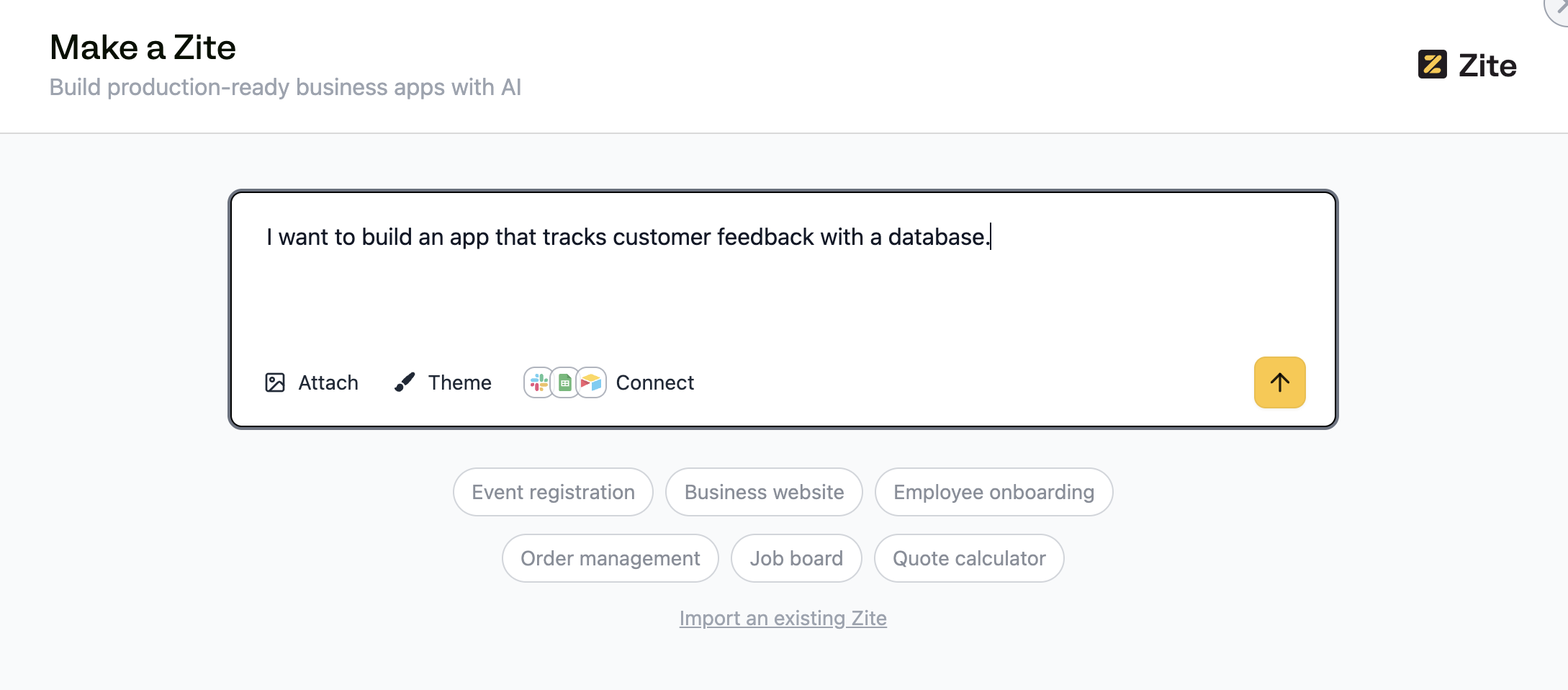 Zite app creation prompt