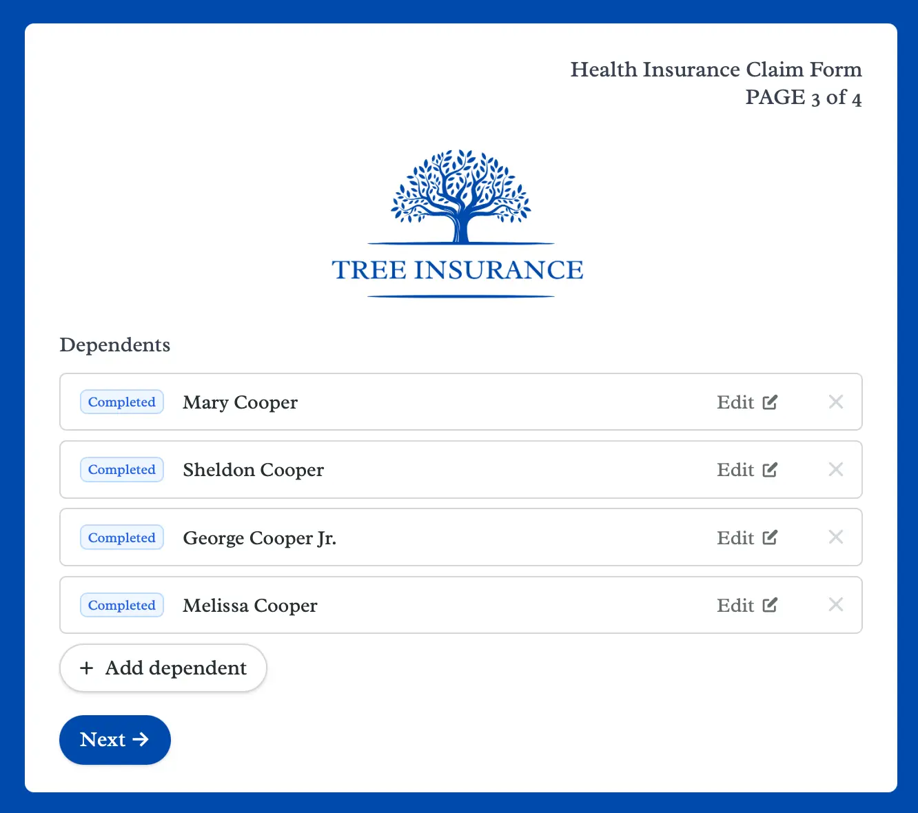 Screenshot of the Form designer tab of a form