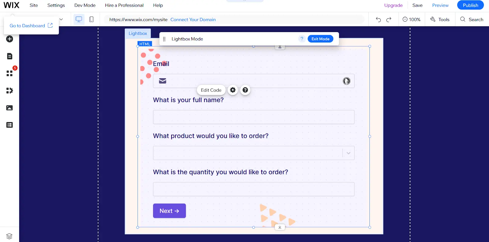 Screenshot of the Share tab of a form
