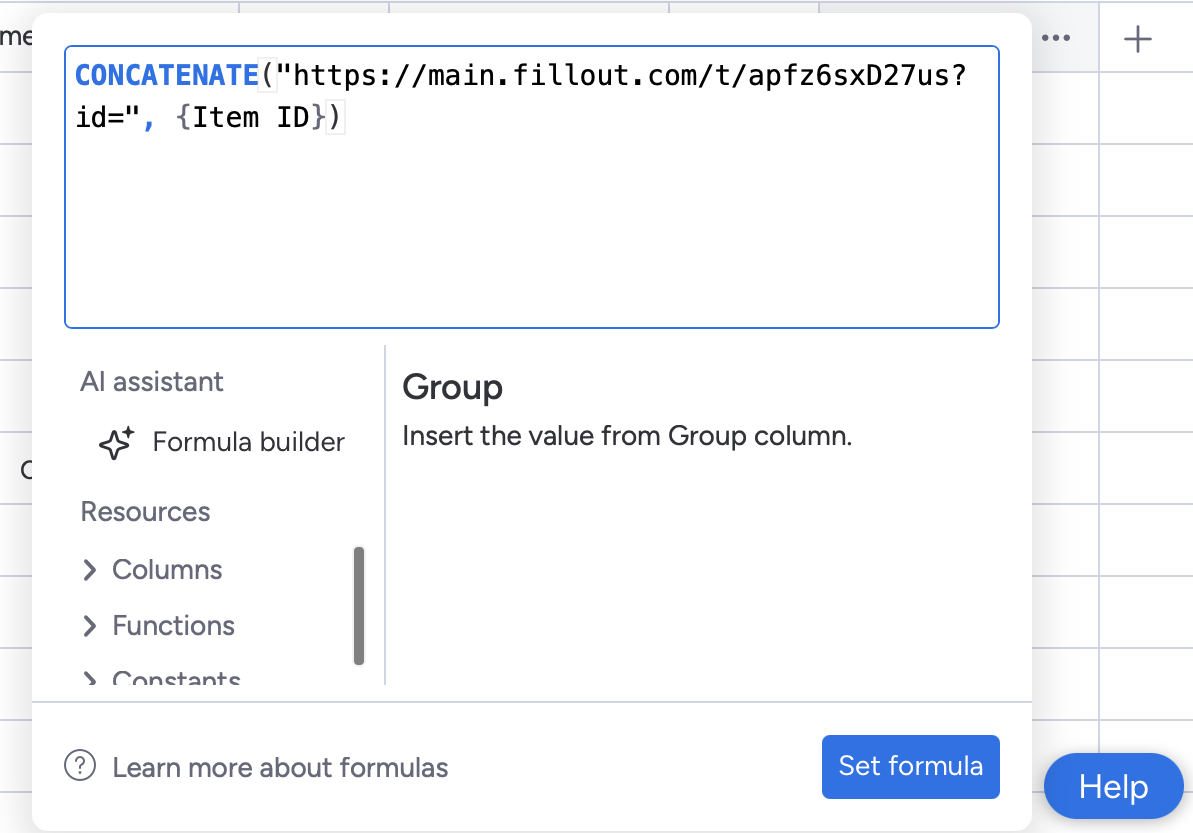 Screenshot of the Integrate tab of a form