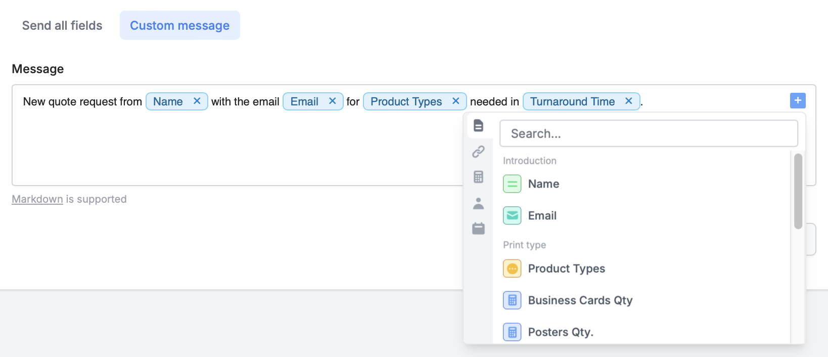 Screenshot of the Integrate page