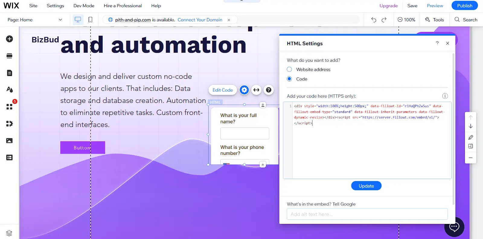 Screenshot of the Share tab of a form