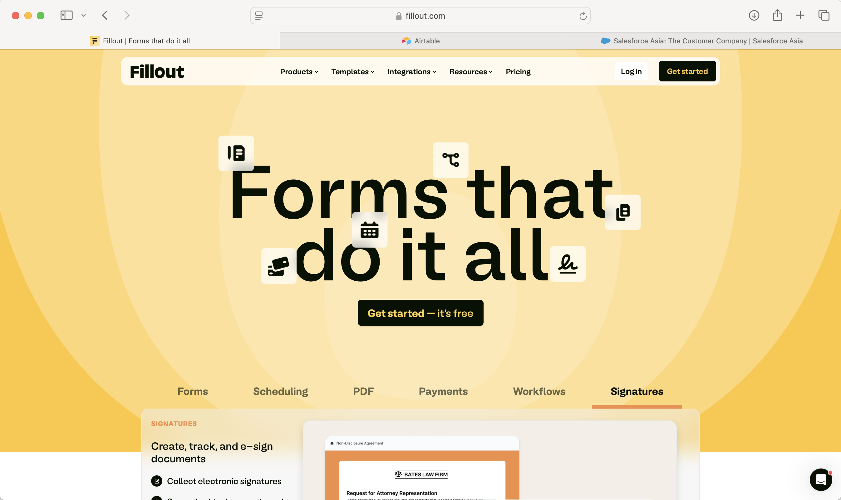 Screenshot of the Settings tab of a form
