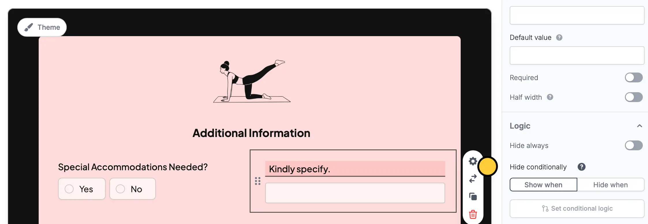 Screenshot of the Form designer tab of a form
