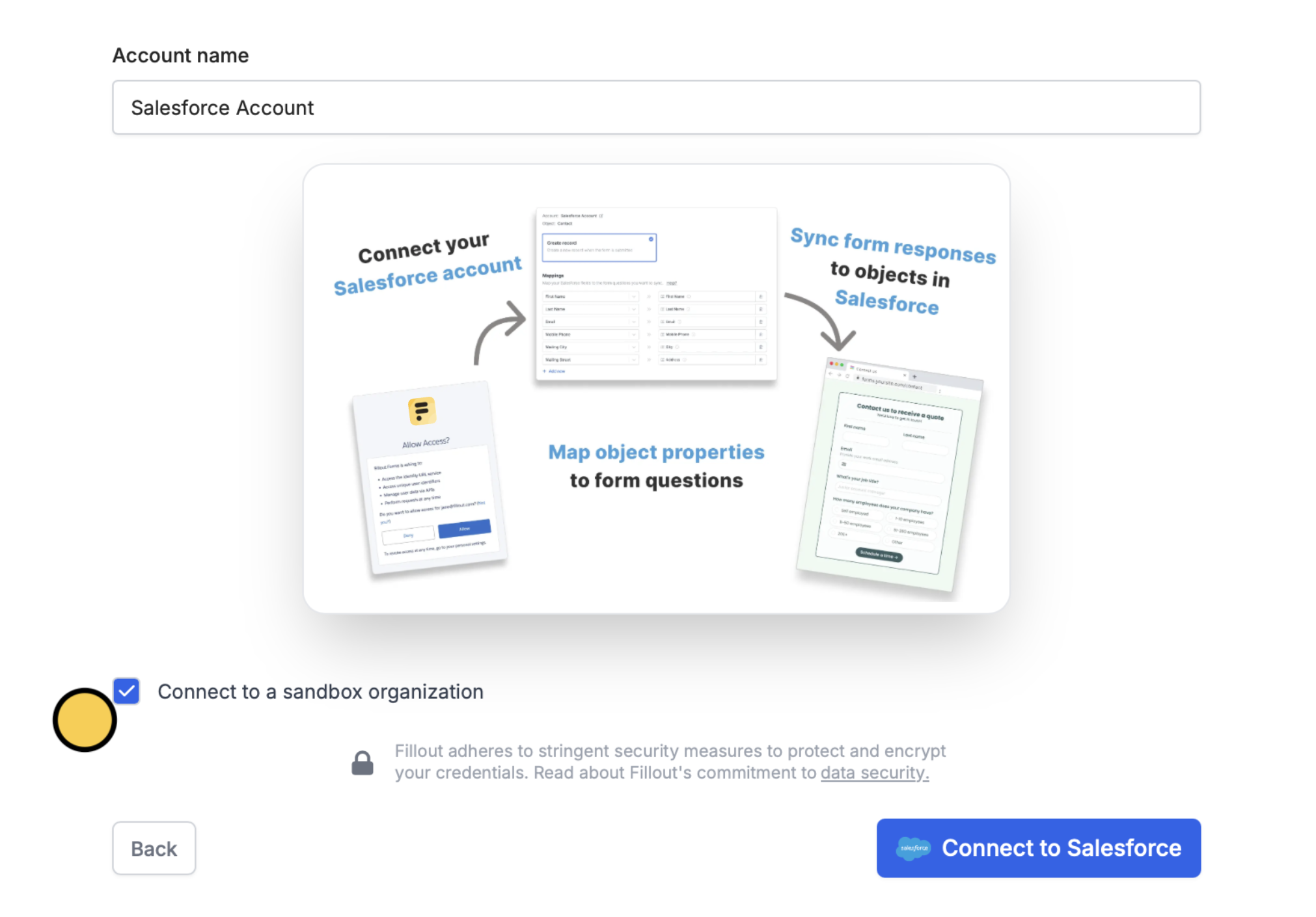 Screenshot of the Salesforce form creation page