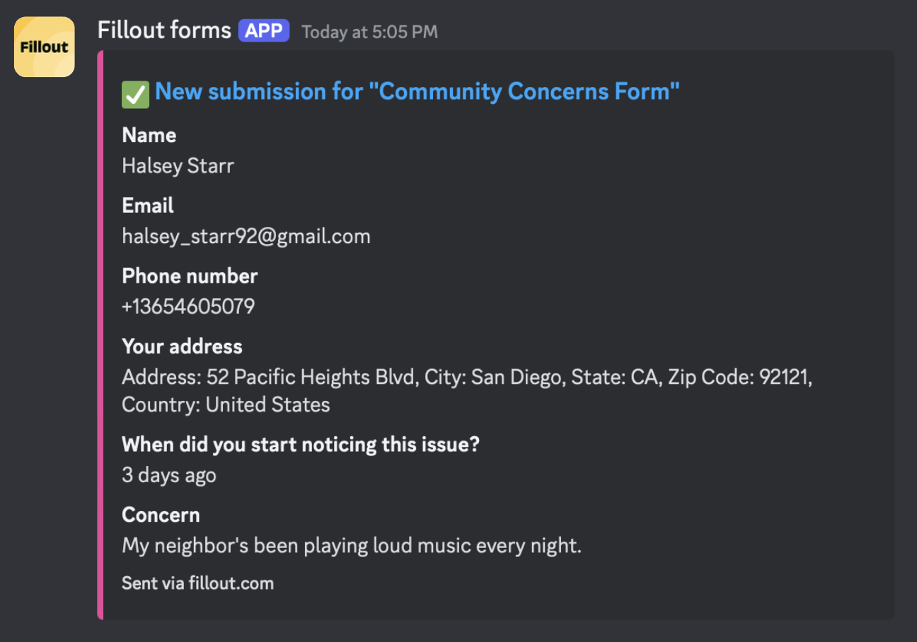 Screenshot of the Integrate tab of a form