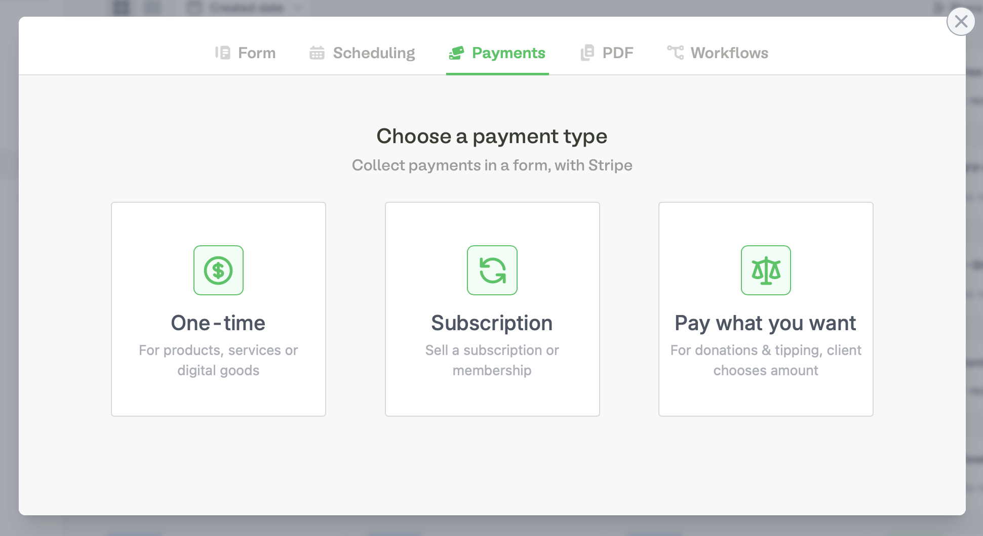 Screenshot of the Fillout page