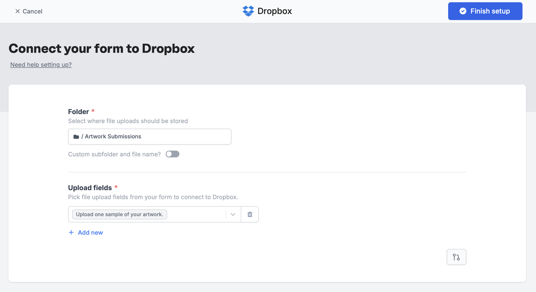 Screenshot of the Fillout form creation page