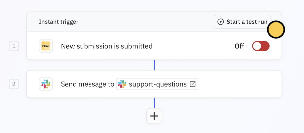 Screenshot of the Integrate tab of a form