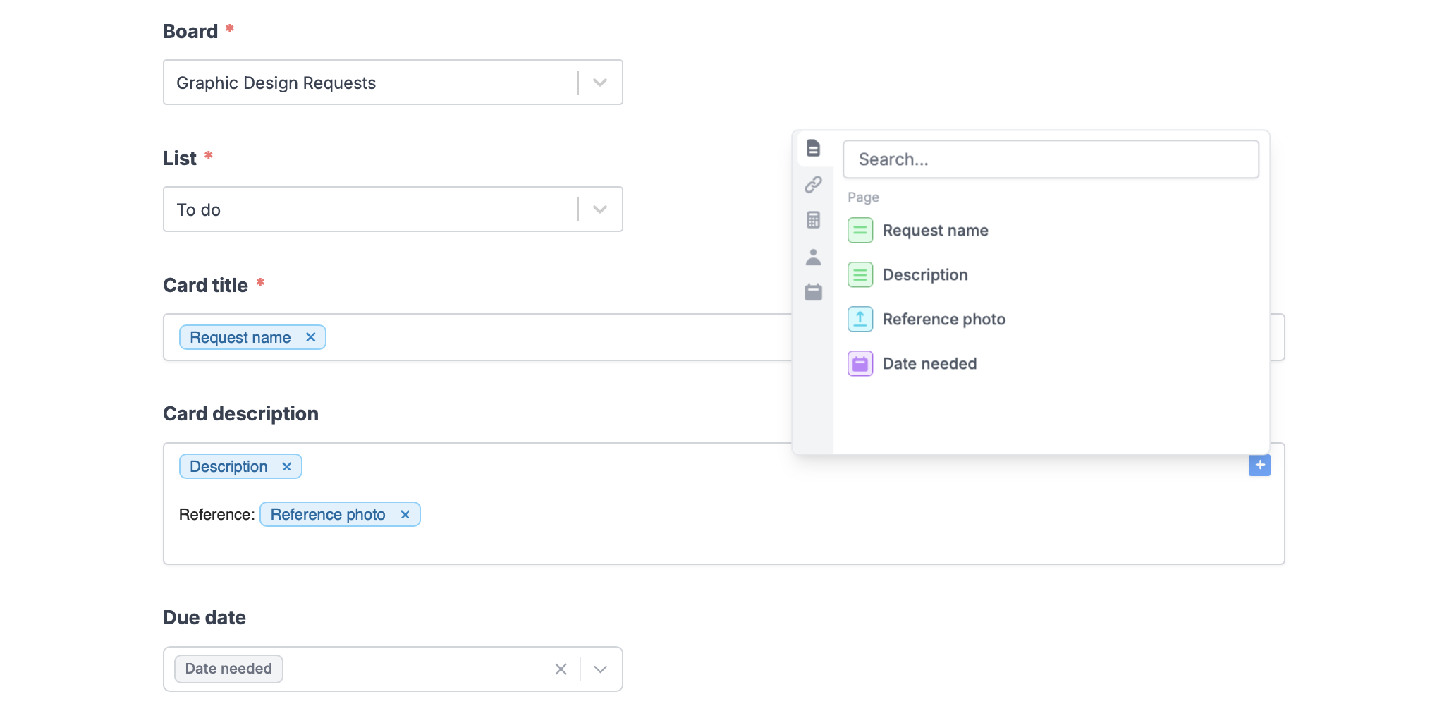 Screenshot of the Integrate tab of a form