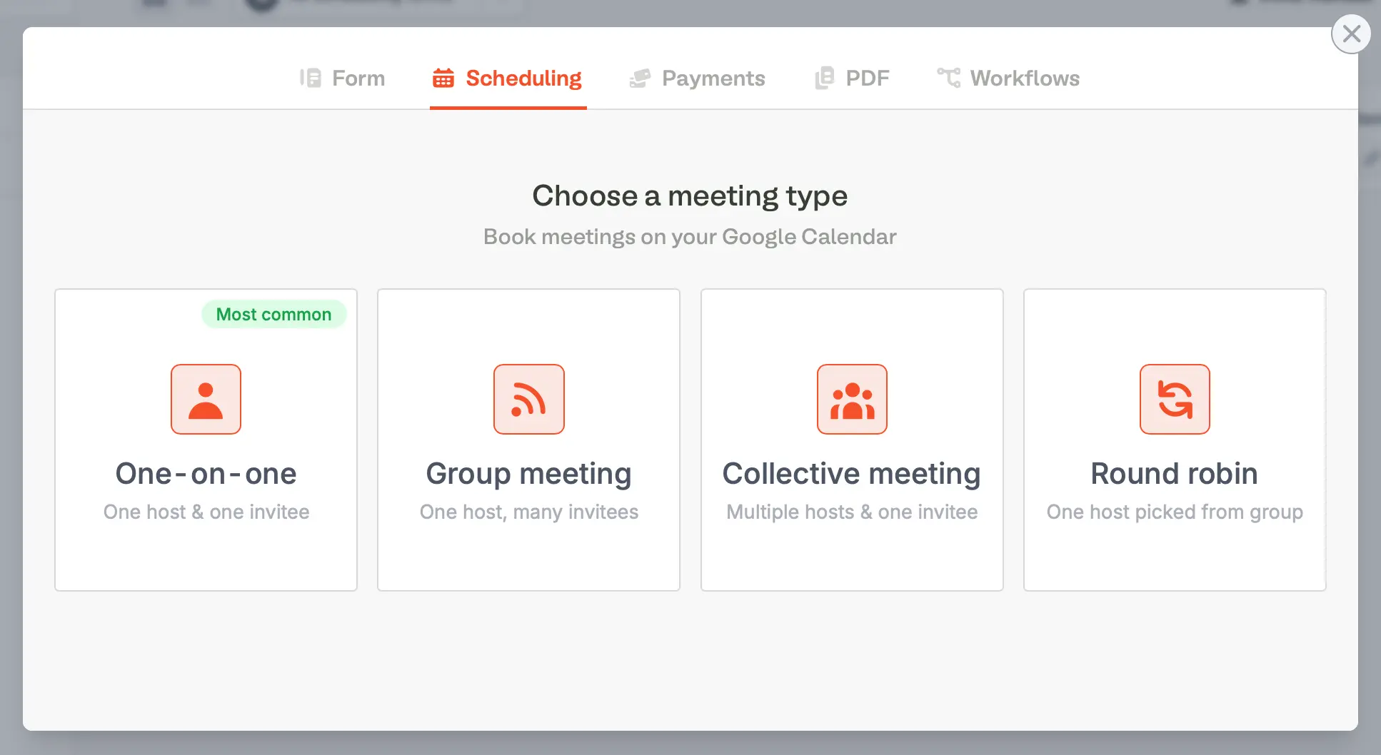 Screenshot of the Fillout form creation page