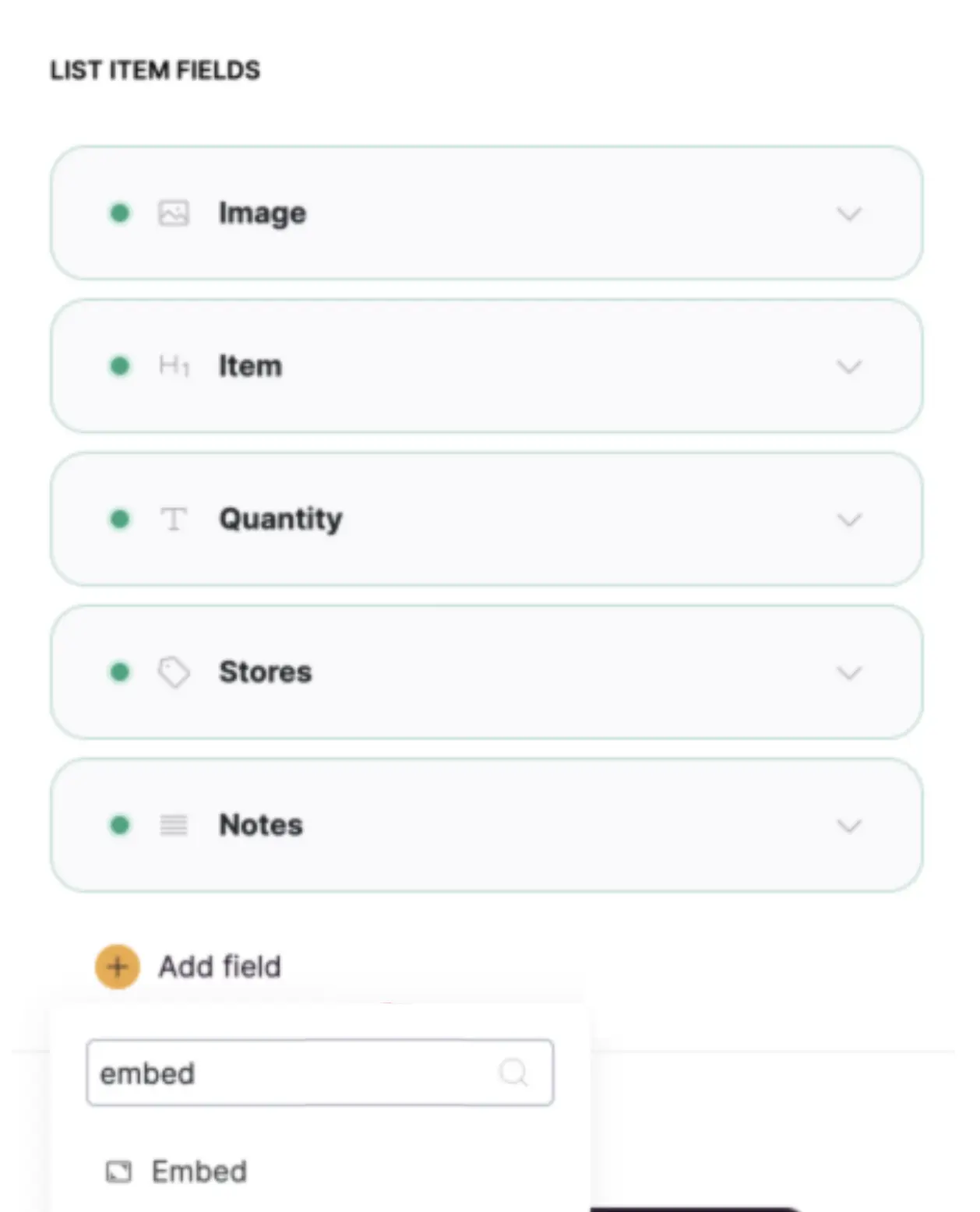 Add an embed field to your list item fields