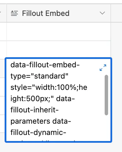 Paste the embed snippet into a new field in Airtable, and display it