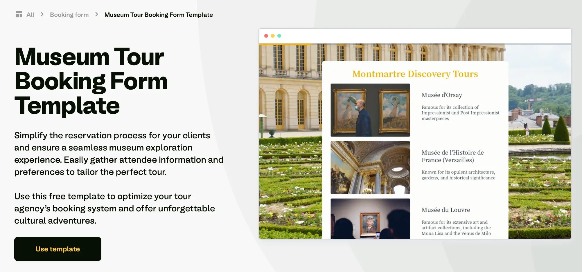 Screenshot of the Form templates page
