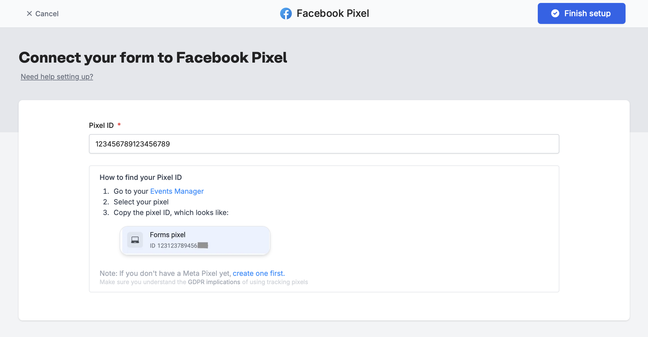 Screenshot of the Fillout form creation page