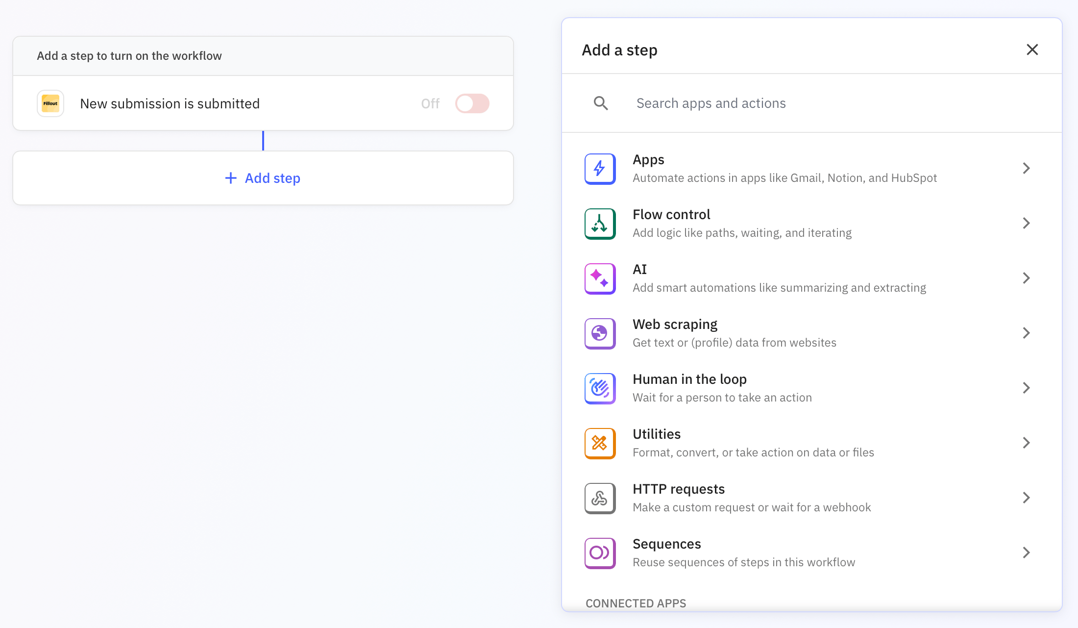 Screenshot of the Integrate tab of a form