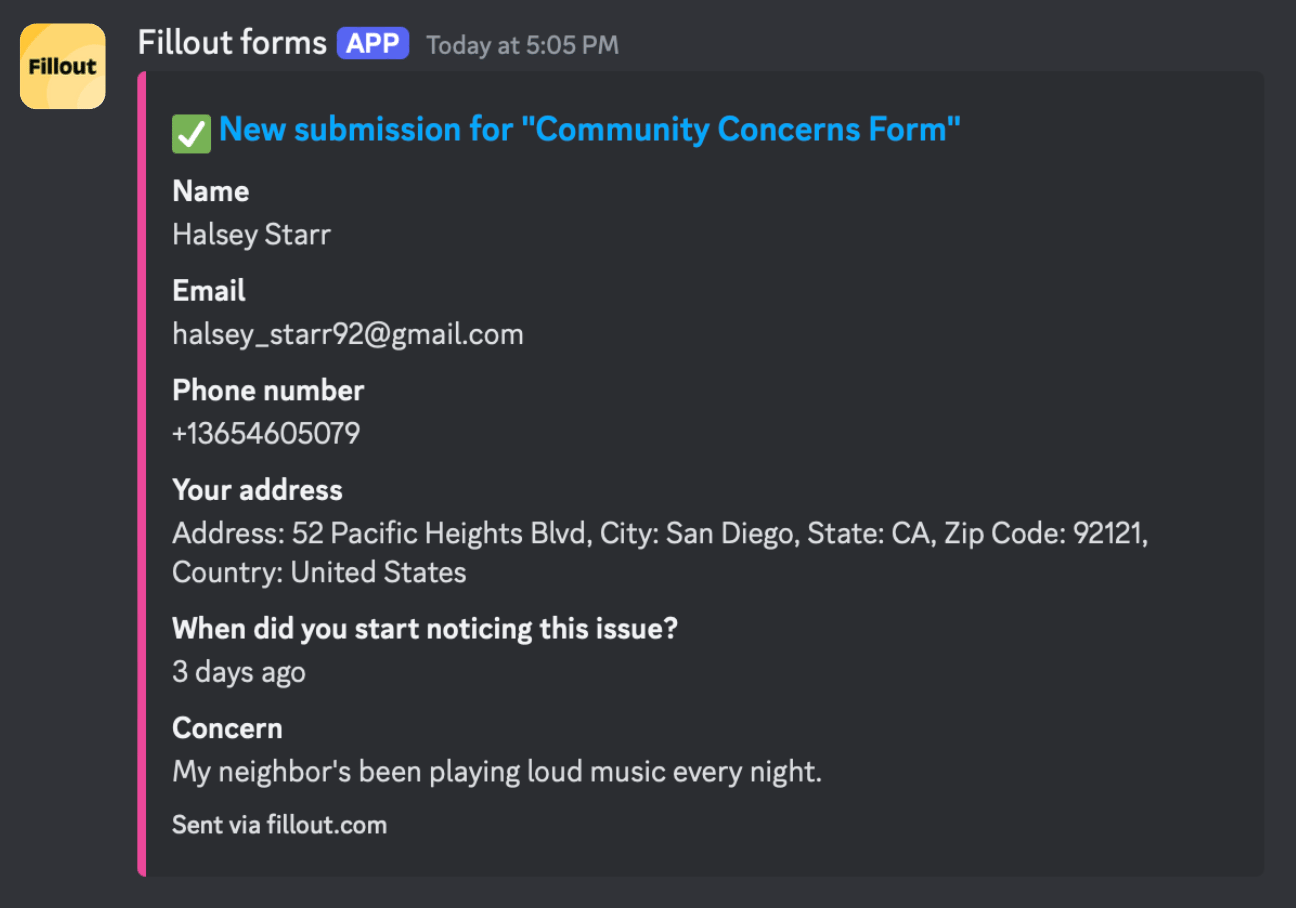 Screenshot of the Integrate tab of a form