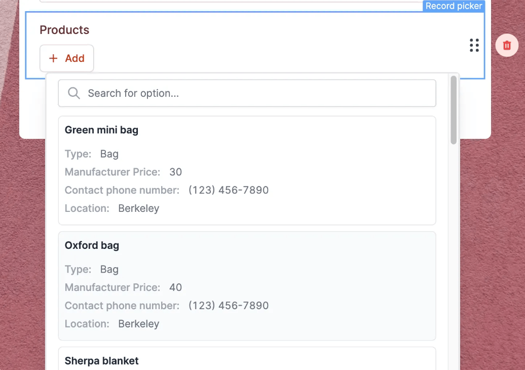 Screenshot of the Form designer tab of a form