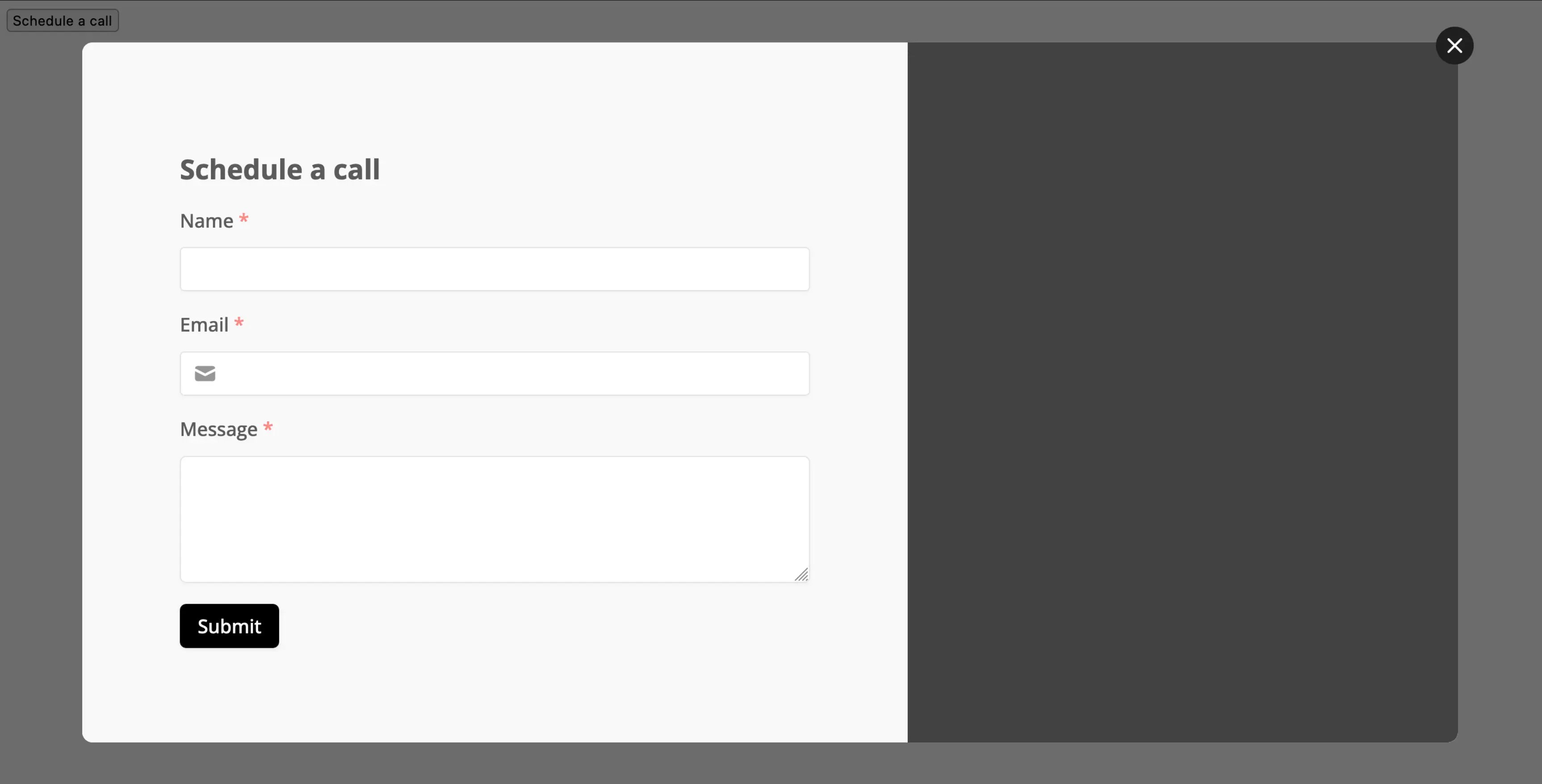Screenshot of the Share tab of a form