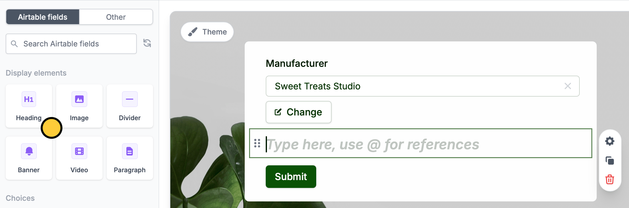 Screenshot of the Fillout form creation page