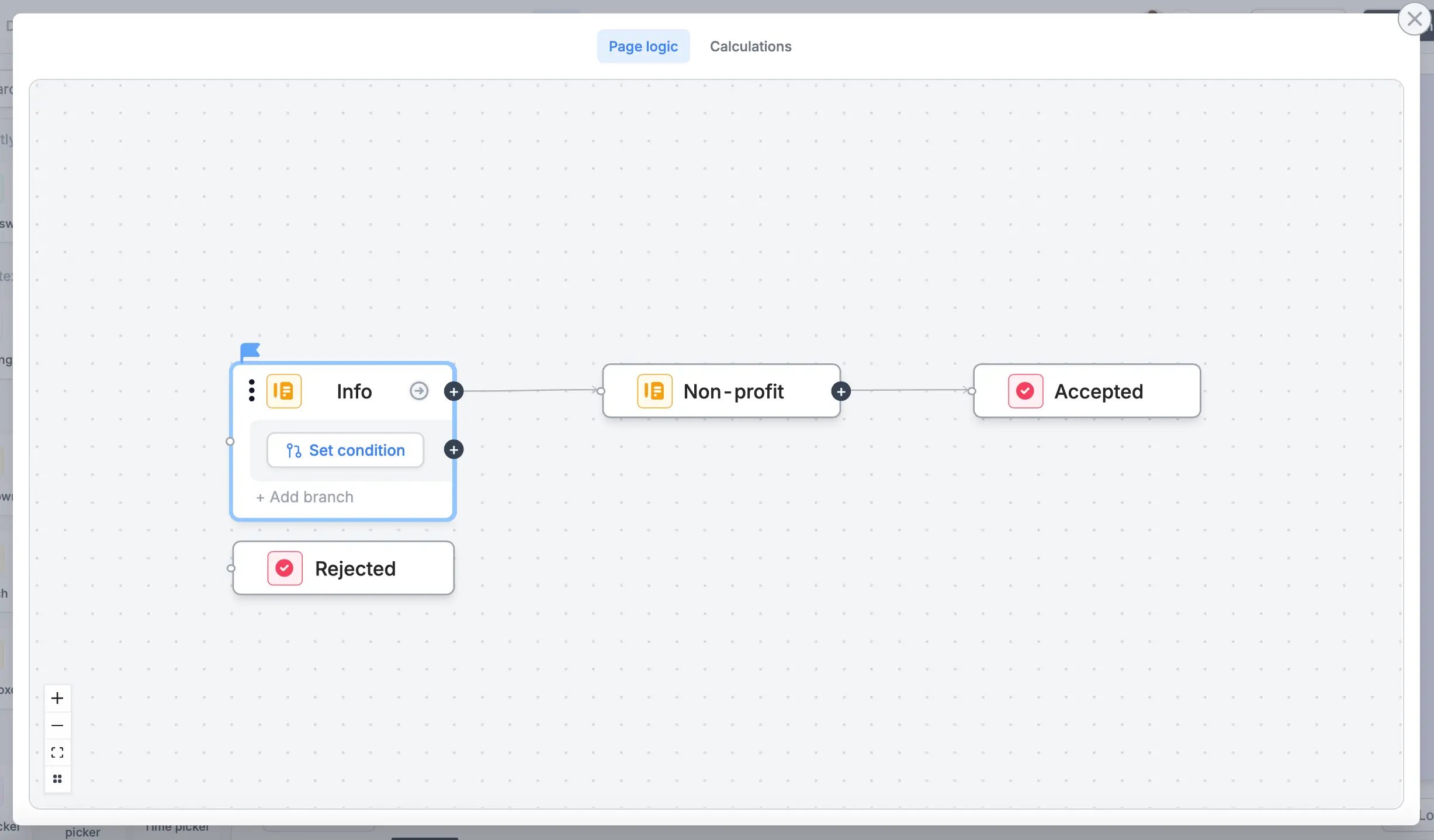 Screenshot of the Logic tab of a form
