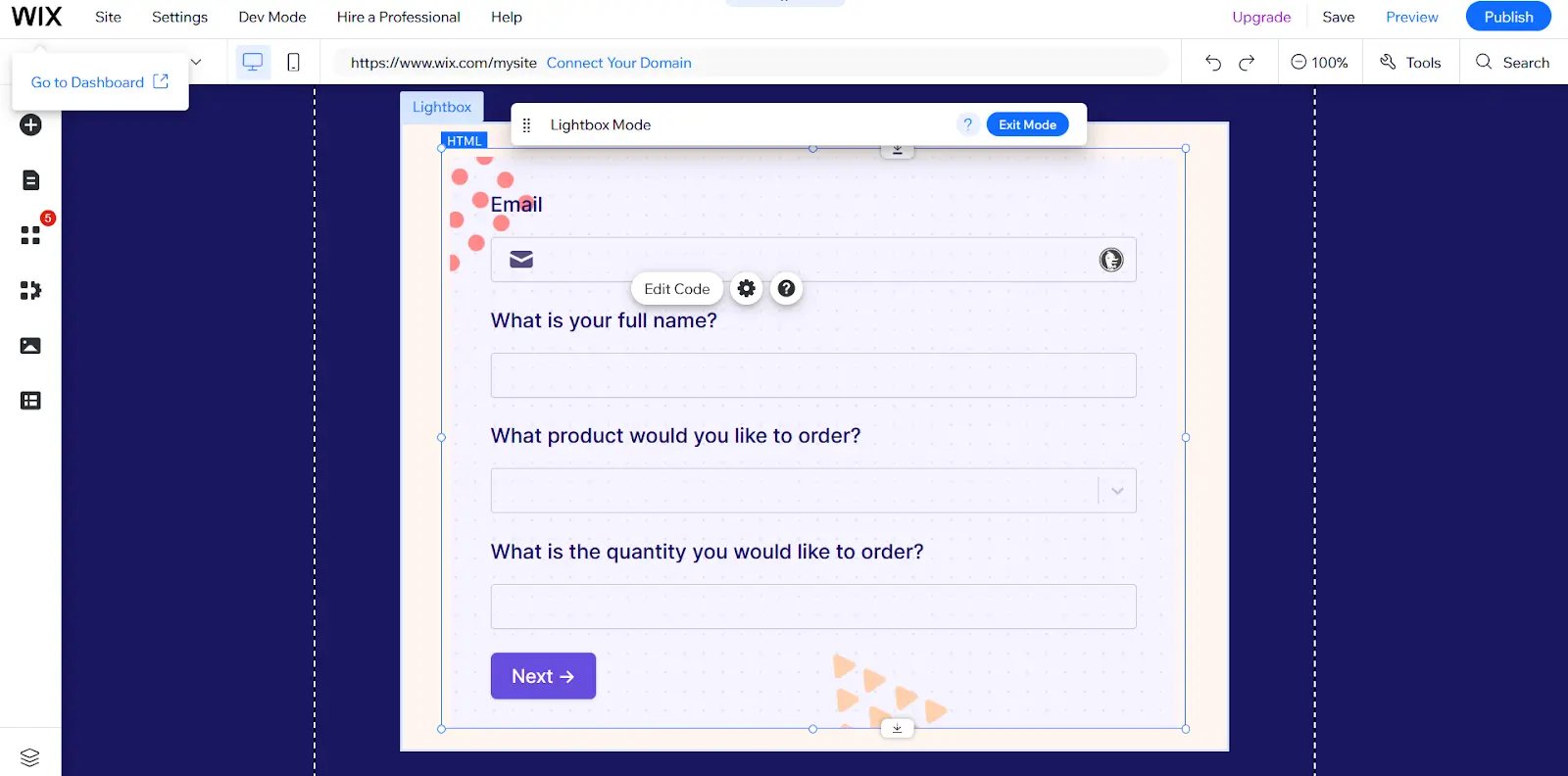 Screenshot of the Share tab of a form