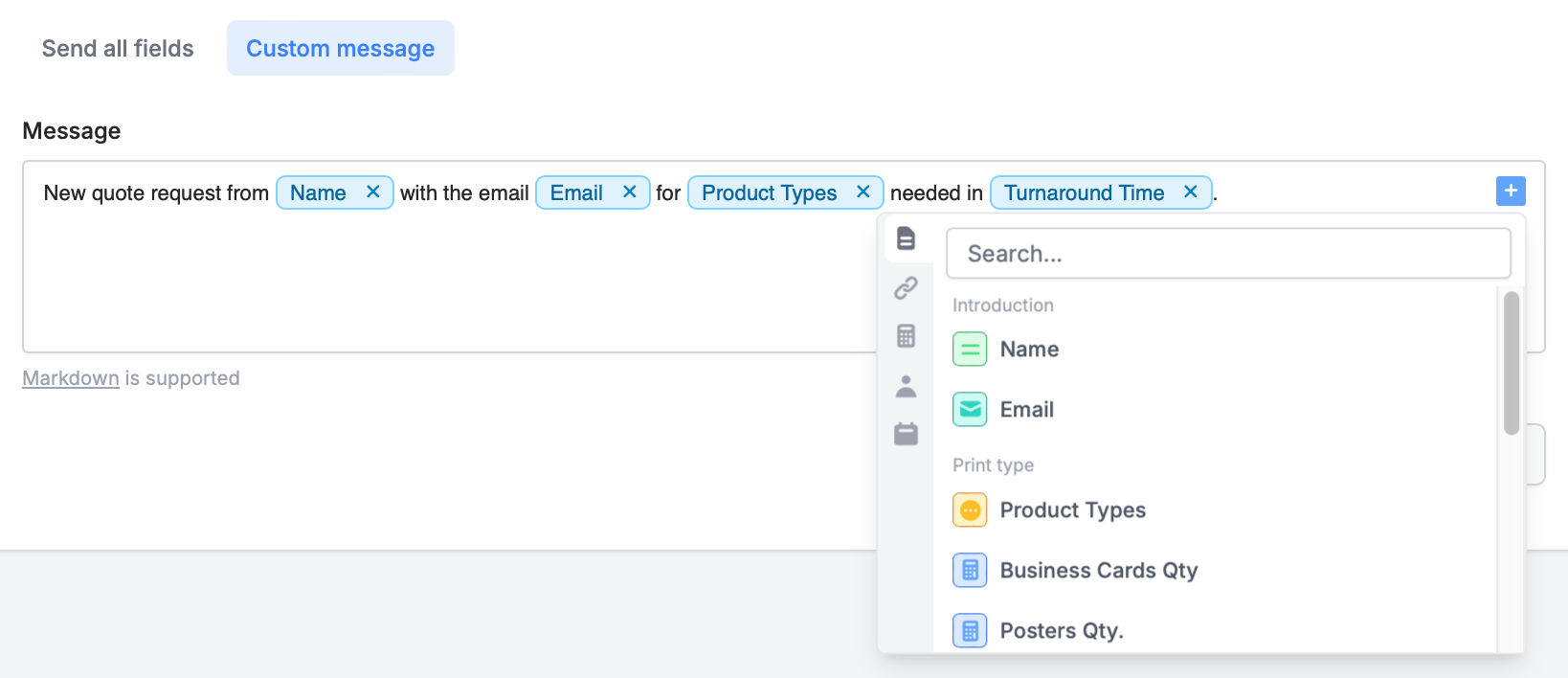Screenshot of the Integrate page