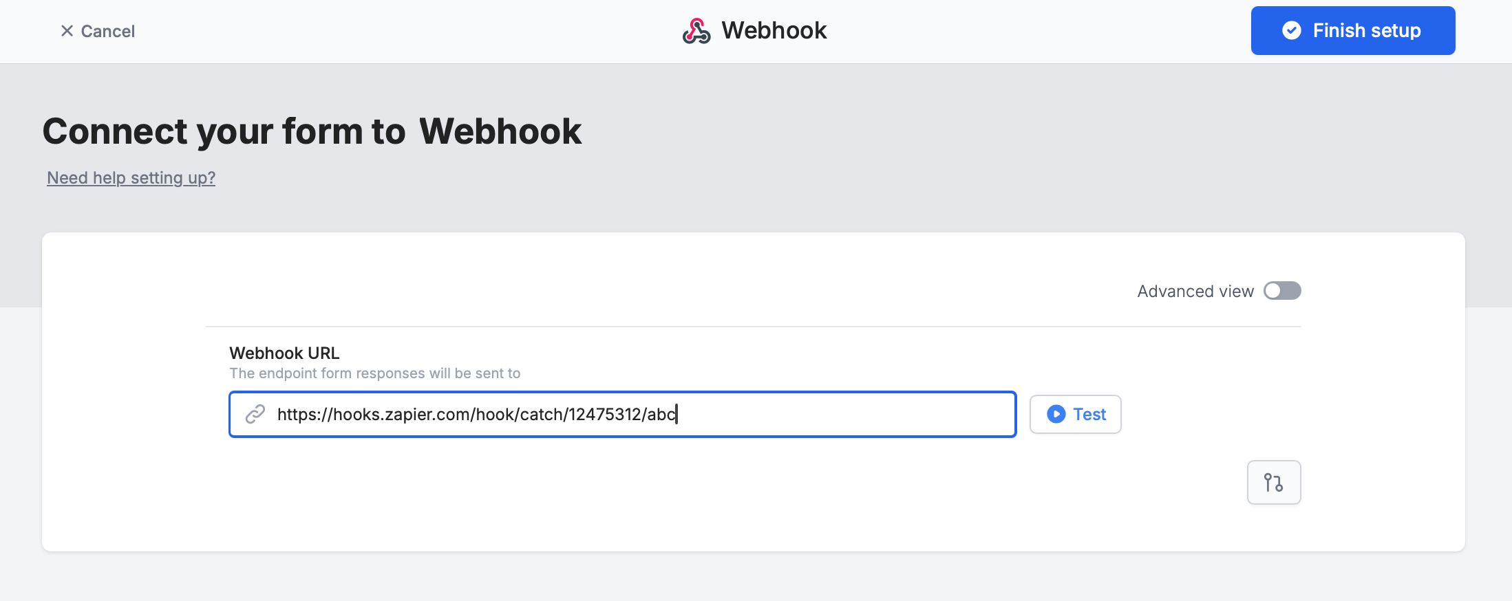 Screenshot of the Fillout form creation page