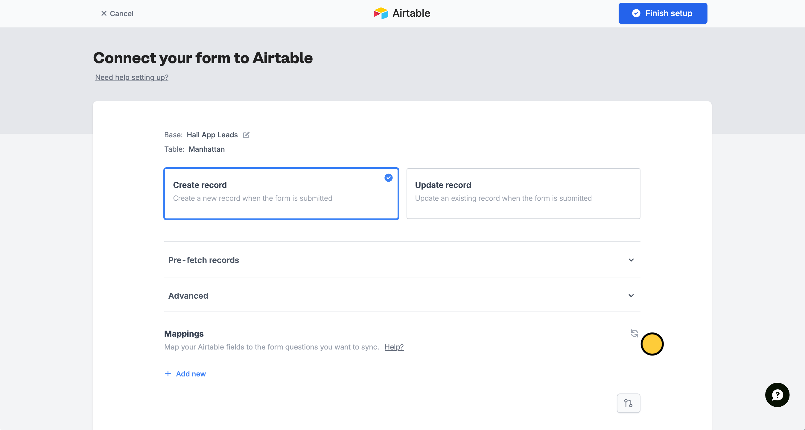 Screenshot of the Fillout form creation page