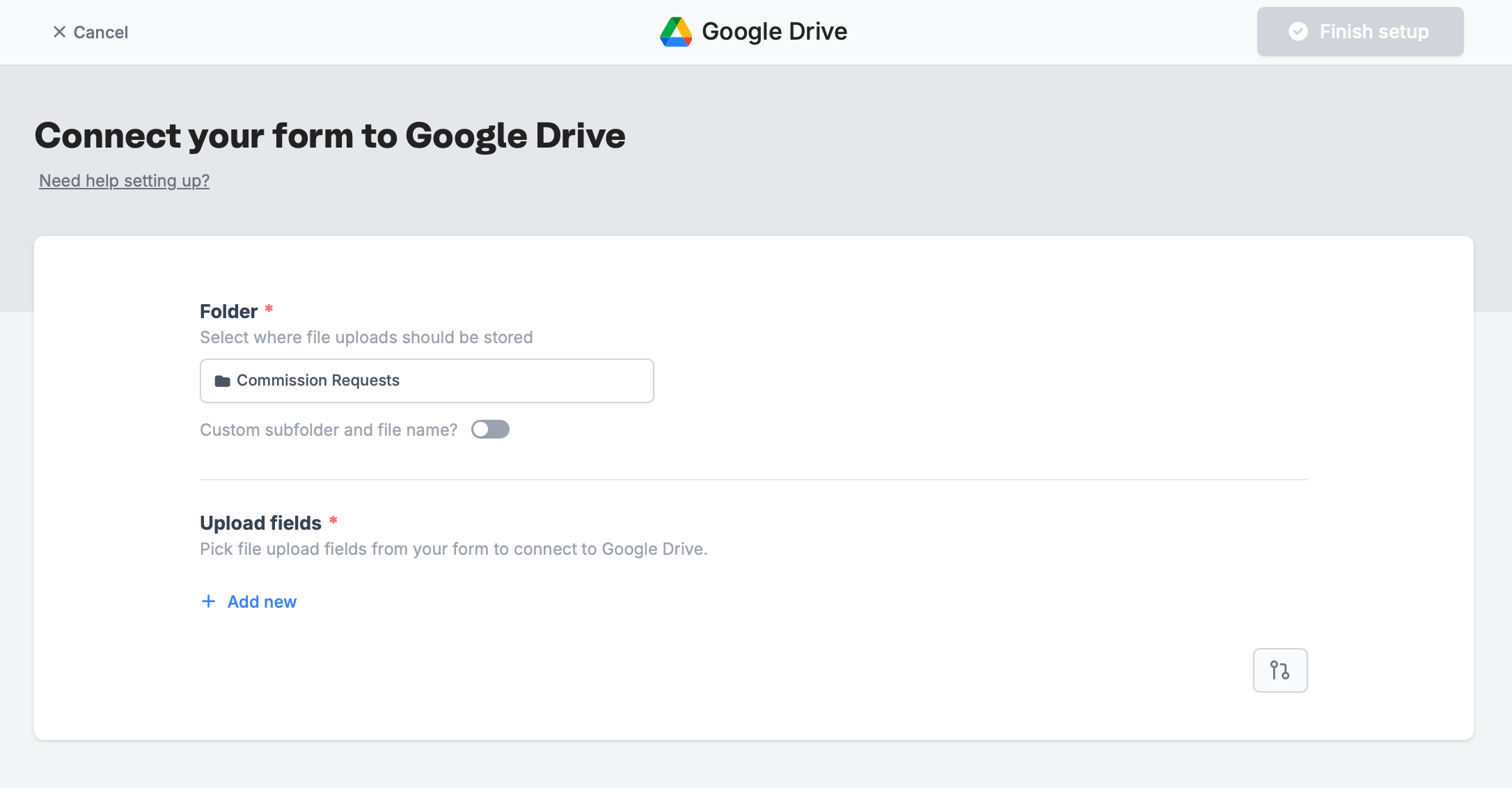 Screenshot of the Fillout form creation page