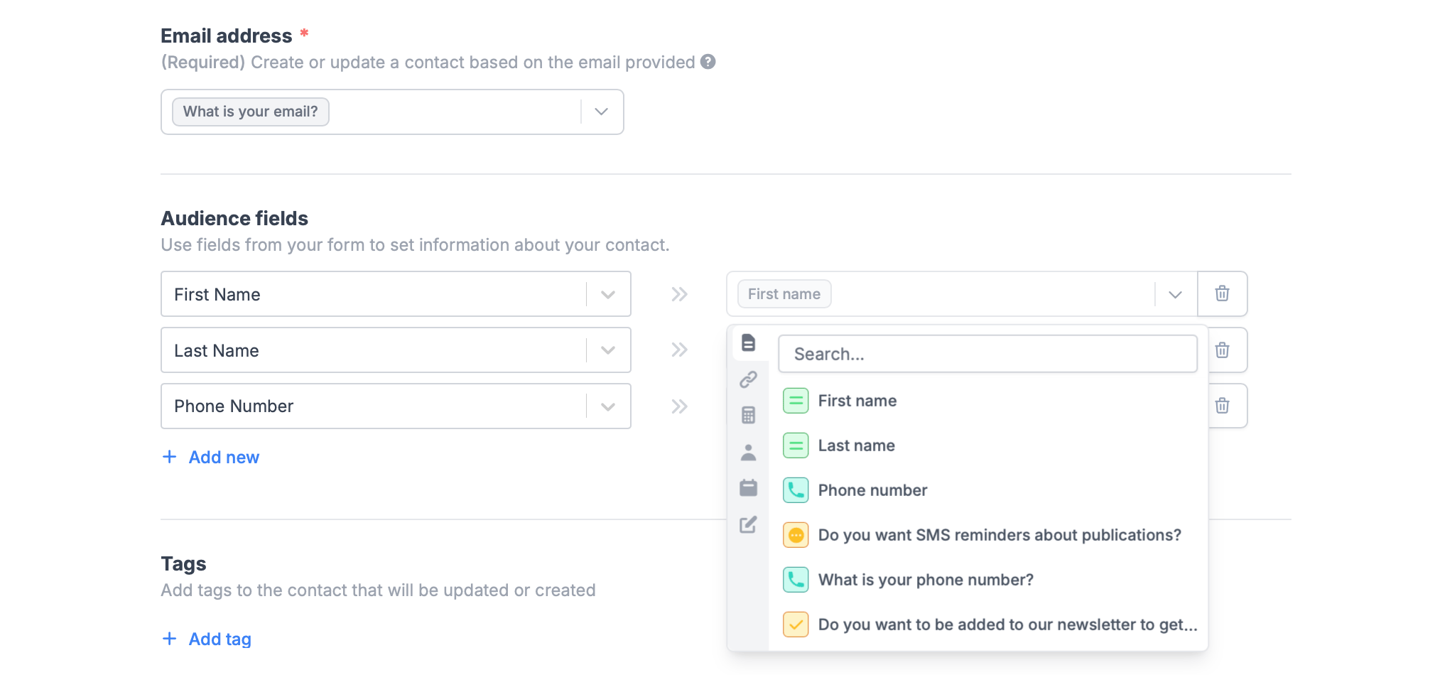 Screenshot of the Fillout form creation page