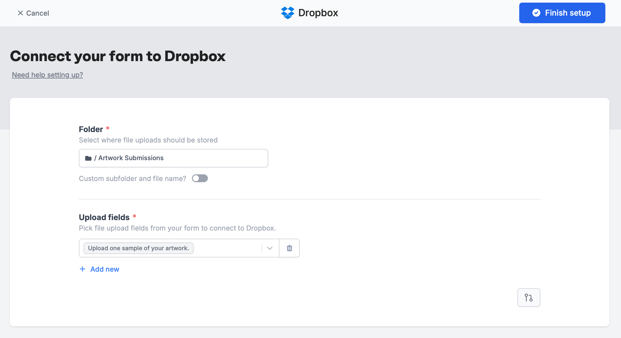 Screenshot of the Fillout form creation page