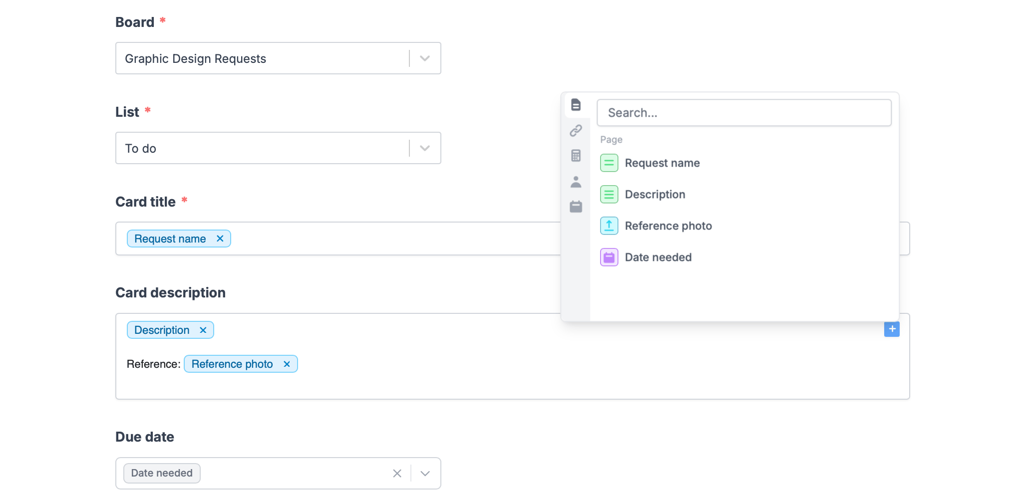 Screenshot of the Integrate tab of a form