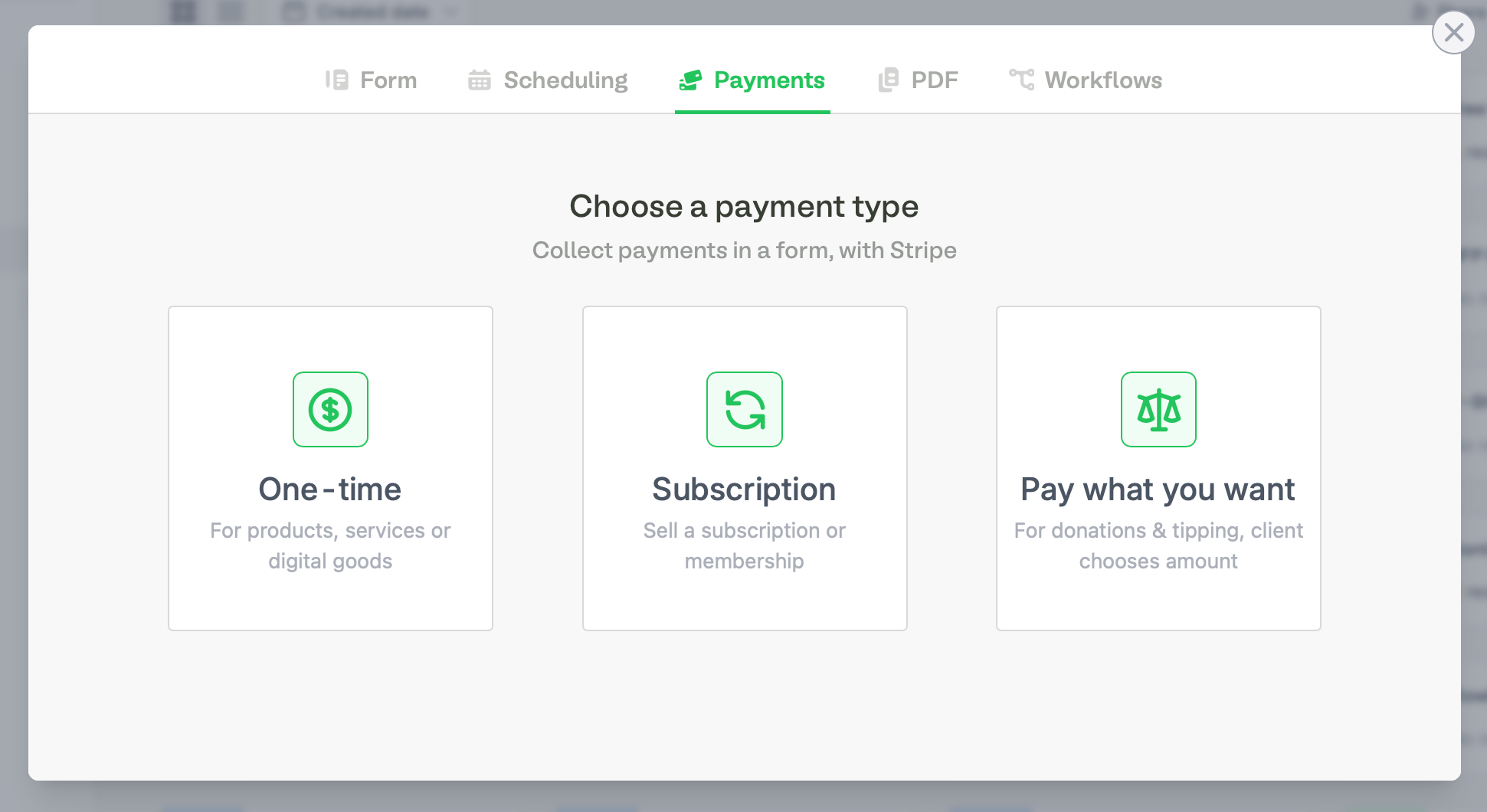 Screenshot of the Fillout page