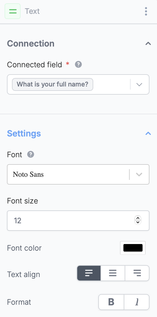 Screenshot of the Integrate tab of a form