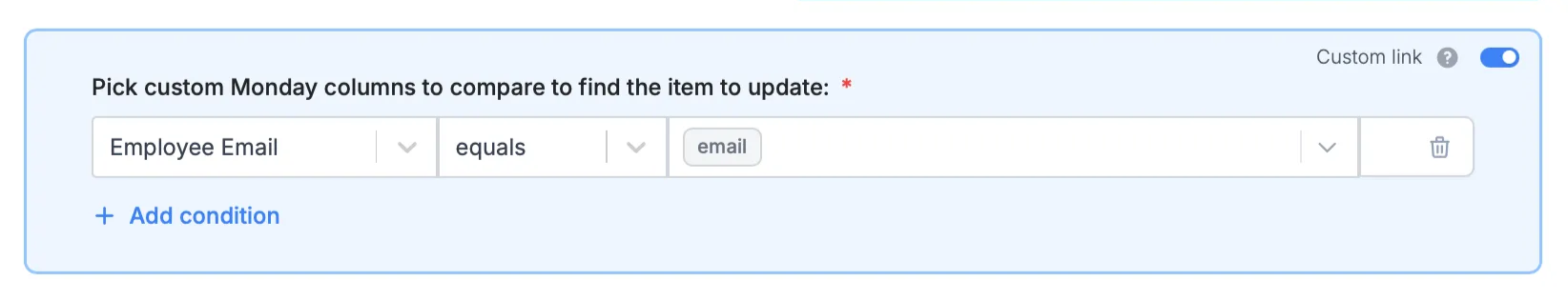 Screenshot of the Integrate tab of a form