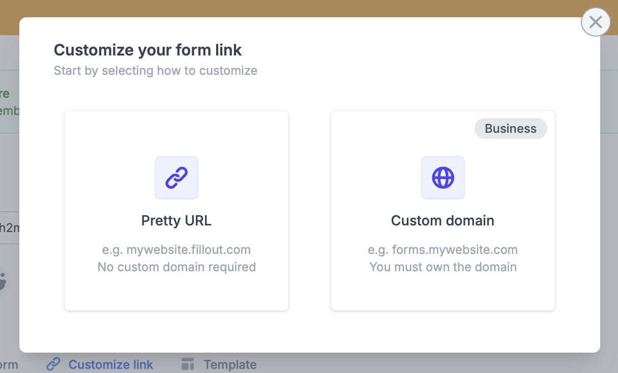 Screenshot of the Share tab of a form