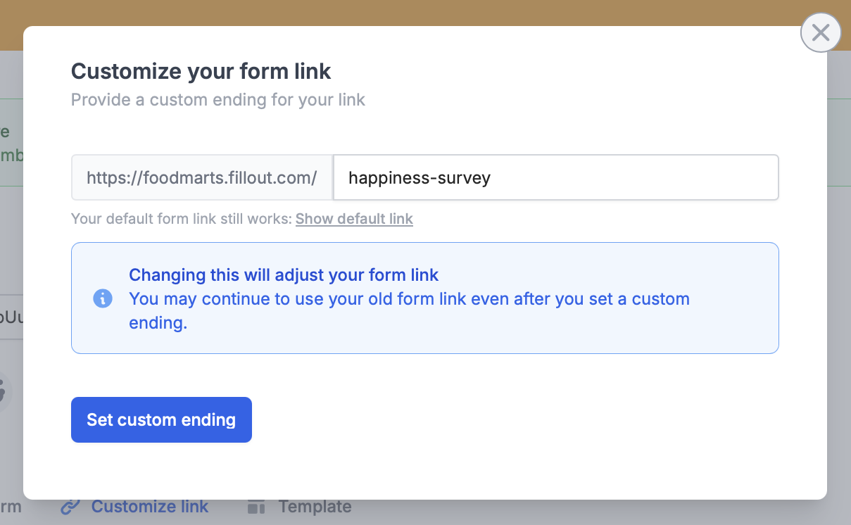 Screenshot of the Share tab of a form