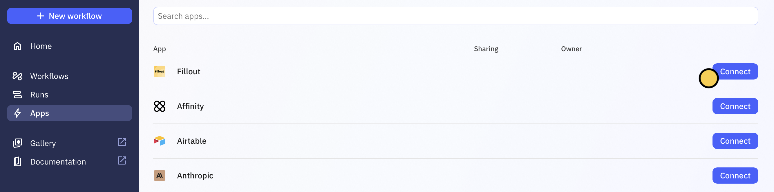 Screenshot of the Integrate tab of a form