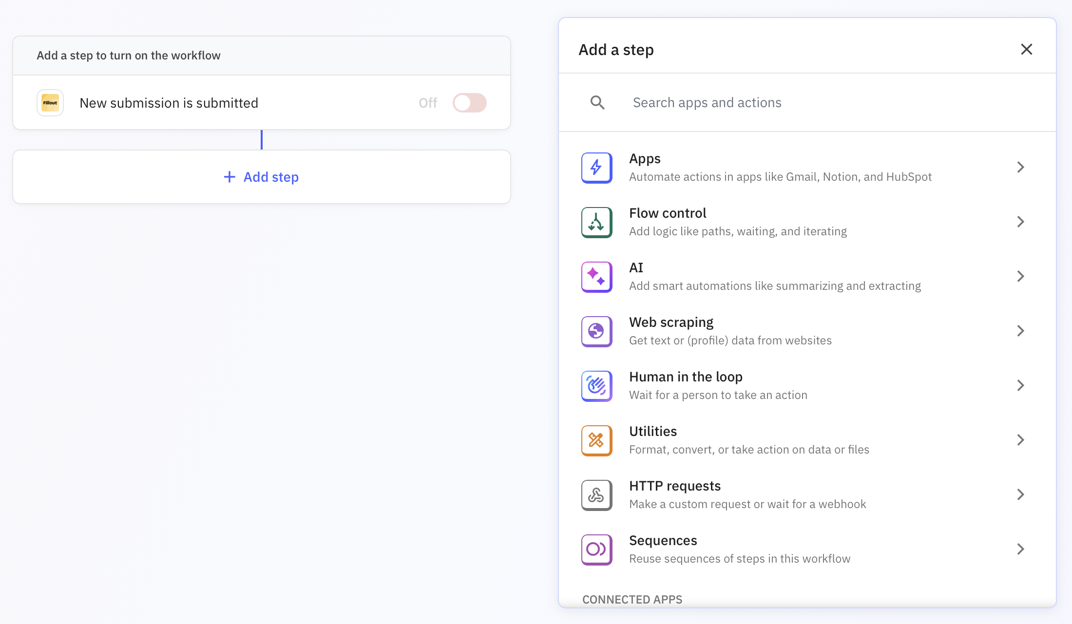 Screenshot of the Integrate tab of a form