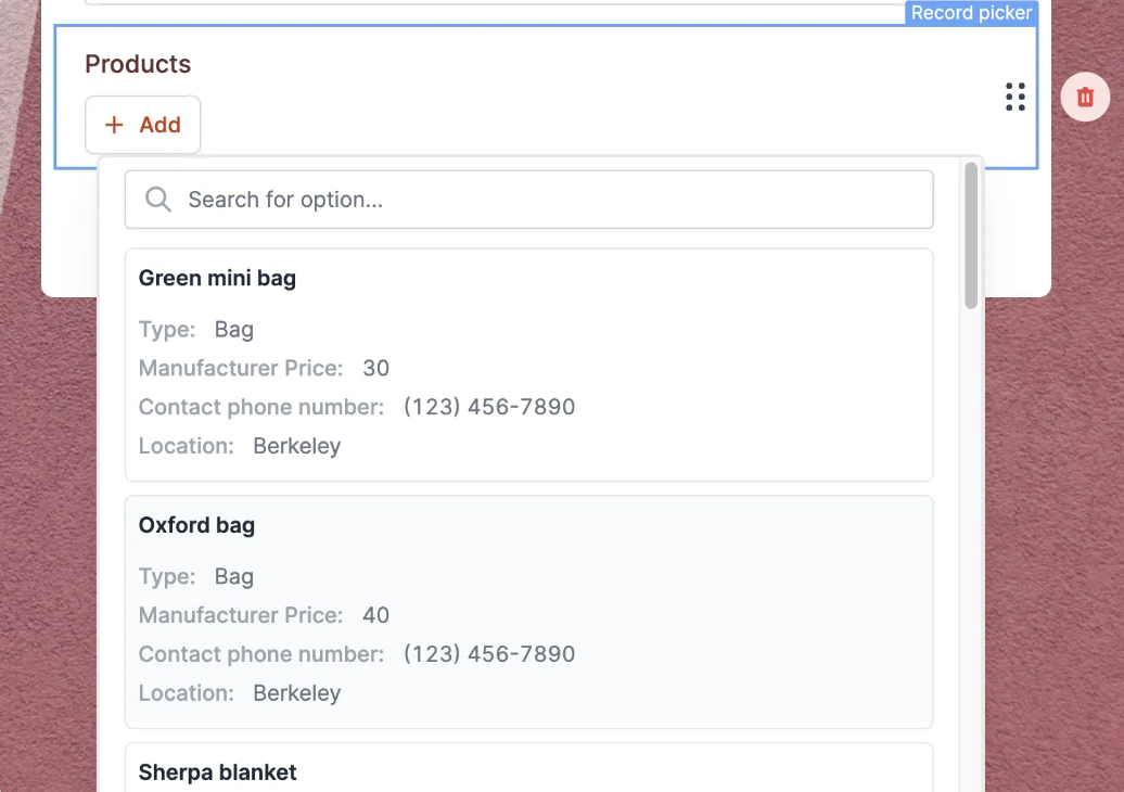 Screenshot of the Form designer tab of a form