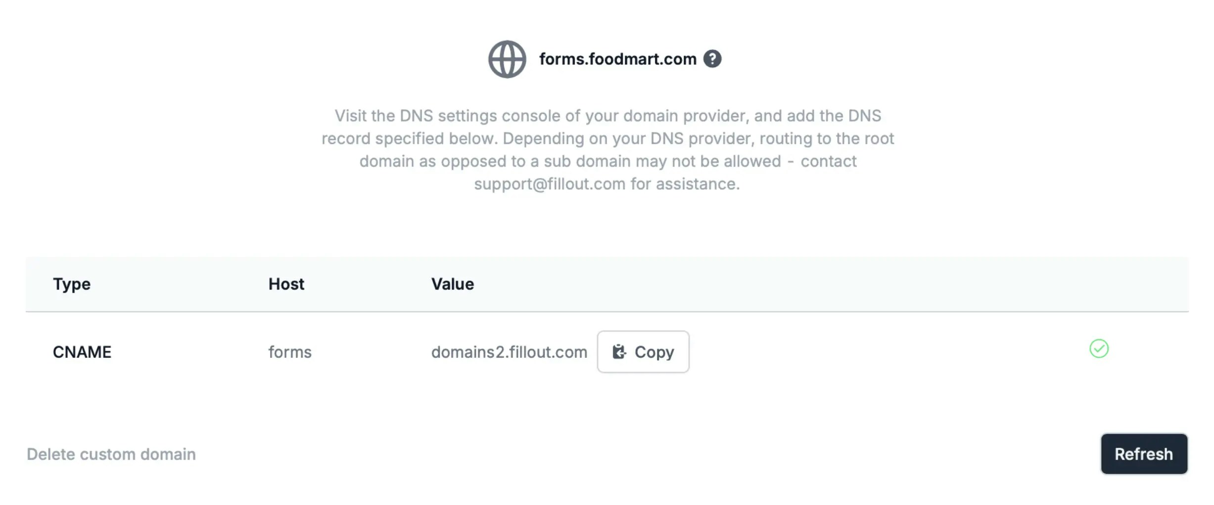 Screenshot of the Share tab of a form