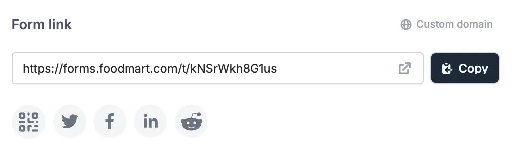 Screenshot of the Share tab of a form