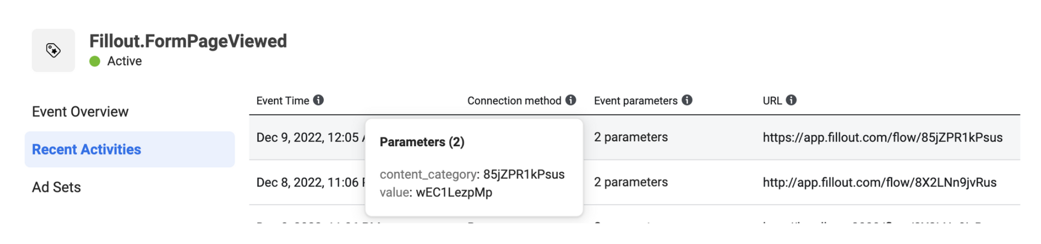 Screenshot of the Fillout form creation page