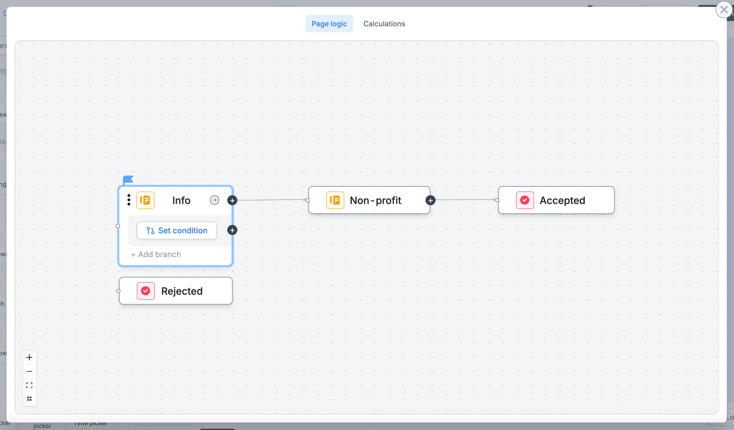 Screenshot of the Logic tab of a form