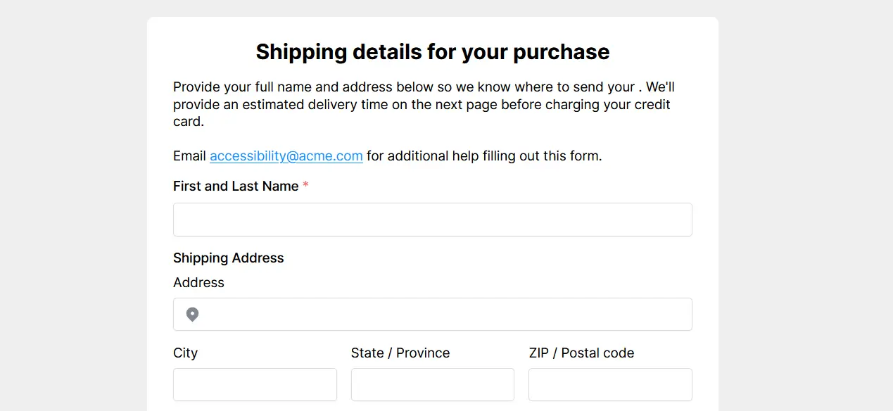 Add a heading to the top of every form page to tell users what questions to expect