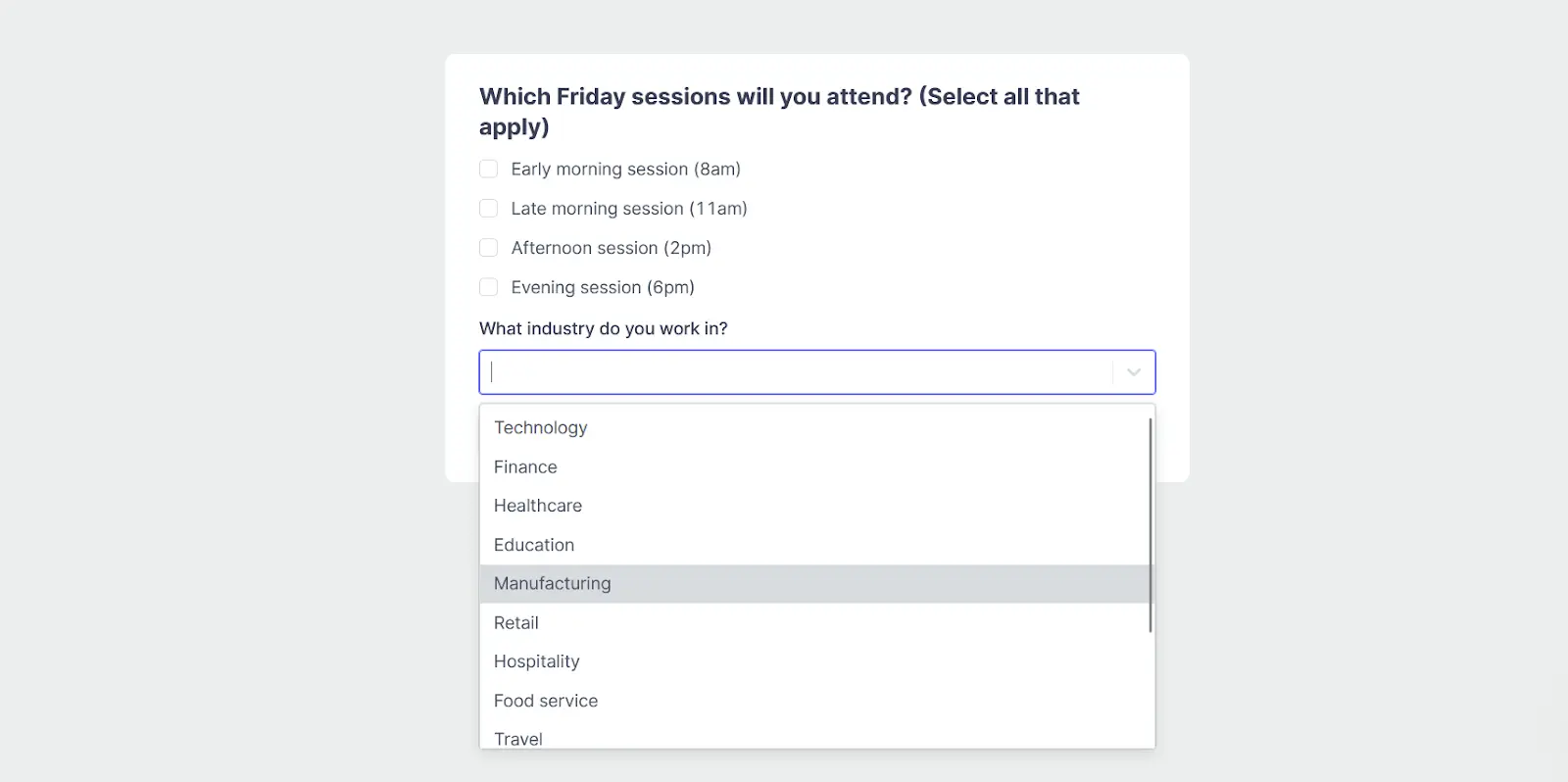 Add a heading to the top of every form page to tell users what questions to expect